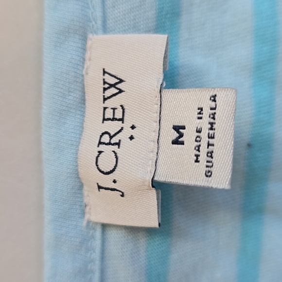 J. Crew aqua & white stripe puff sleeve t-shirt size medium - Picture 2 of 11